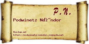 Podwinetz Nándor névjegykártya